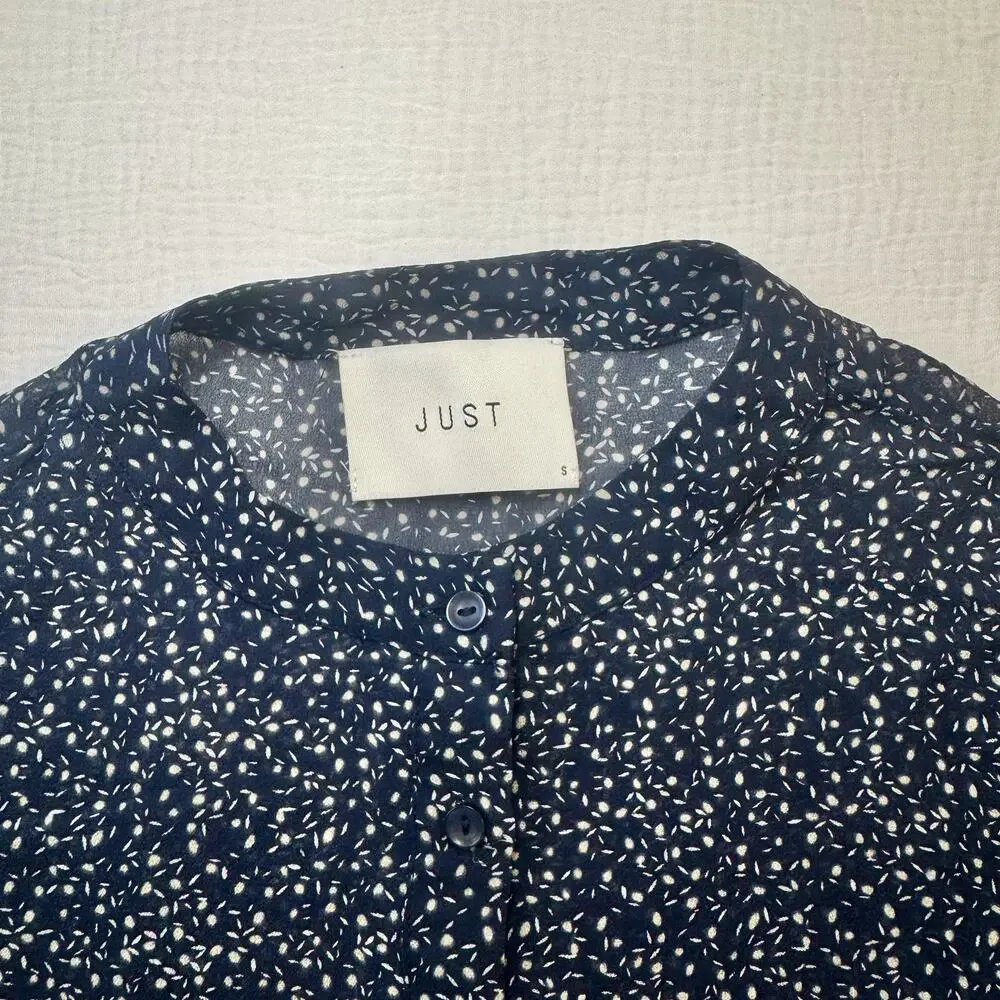 JUST Female Zoe Midi Dress Navy Floral Women's Small Peasant Scandi Boho Indie - Picture 15 of 16